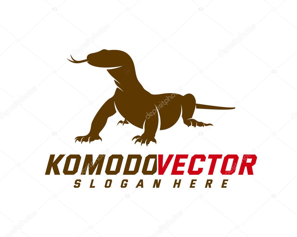 Komodo dragon logo design template. Graphic animal illustration.