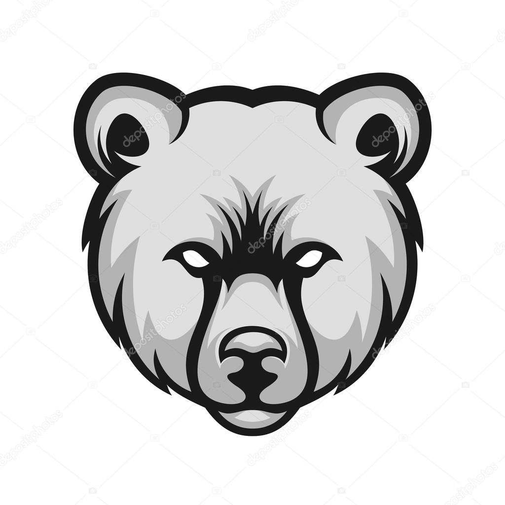 Head Bear mascot logo, Bear logo vector template