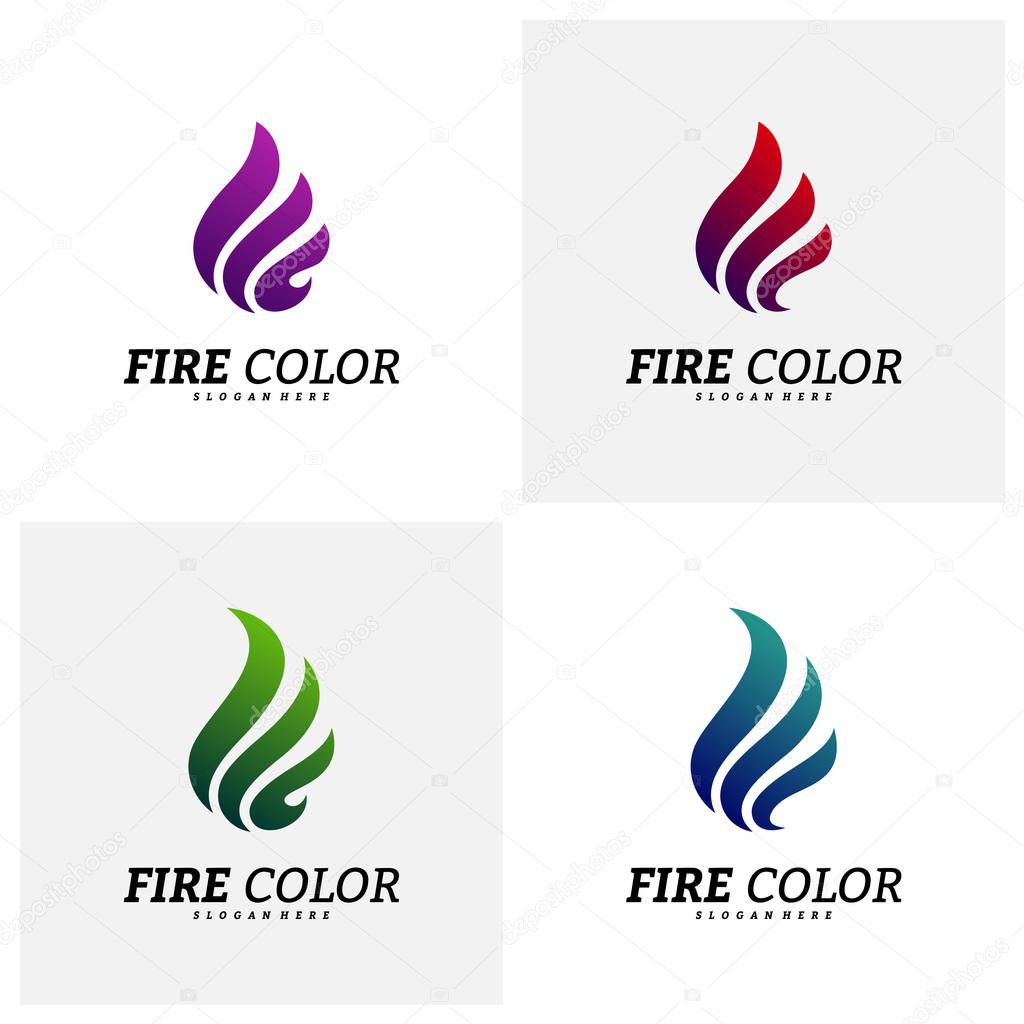 Set of Fire Logo Design Concepts. Flame Logo Template Vector. Icon Symbol