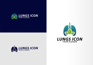 Doğa Akciğerleri logosu, Akciğerler Sağlık logosu şablonu, Akciğer Bakımı logo vektörü, Simge Simgesi