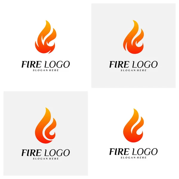 Sada koncepcí designu loga požáru. Vektor šablony loga plamene. Symbol ikony — Stockový vektor