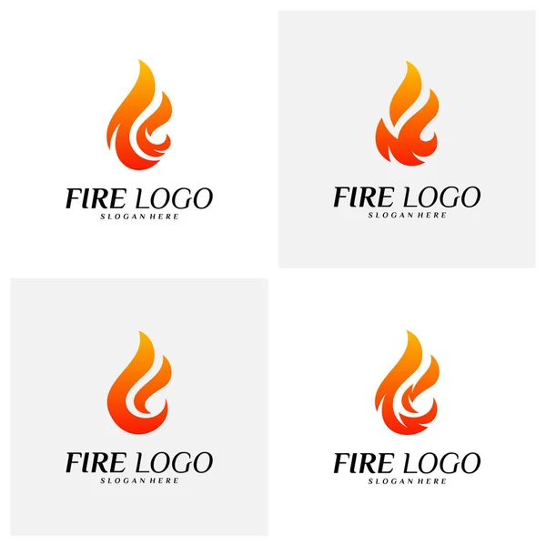 Conjunto de conceptos de diseño de logotipo de fuego. Flame Logo Template Vector. Símbolo de icono — Vector de stock