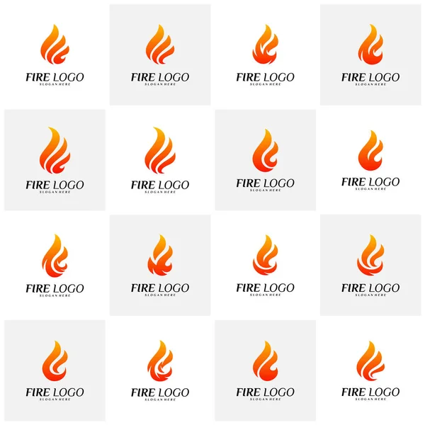 Set of Fire Logo Desain Konsep. Flame Logo Templat Vektor. Simbol Ikon - Stok Vektor