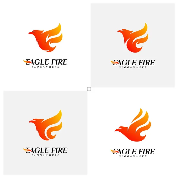 Set Phoenix Fire Bird Logo Desain Konsep. Dove Eagle Logo Template Vector. Simbol Ikon - Stok Vektor