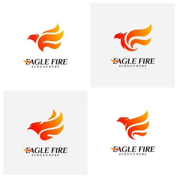 Set Phoenix Fire Bird Logo Desain Konsep. Dove Eagle Logo Template Vector. Simbol Ikon - Stok Vektor