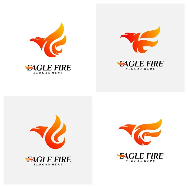 Set Phoenix Fire Bird Logo Desain Konsep. Dove Eagle Logo Template Vector. Simbol Ikon - Stok Vektor