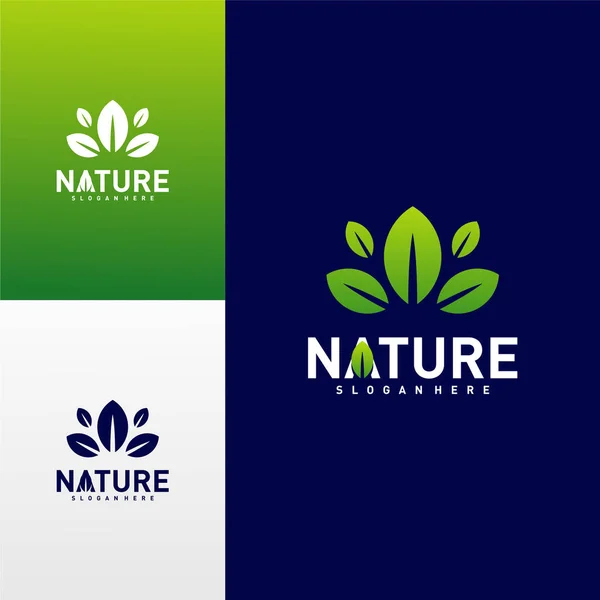 Nature Leaf Green Logo Design Concepts. Modèle de logo de l'environnement vecteur. Symbole icône — Image vectorielle