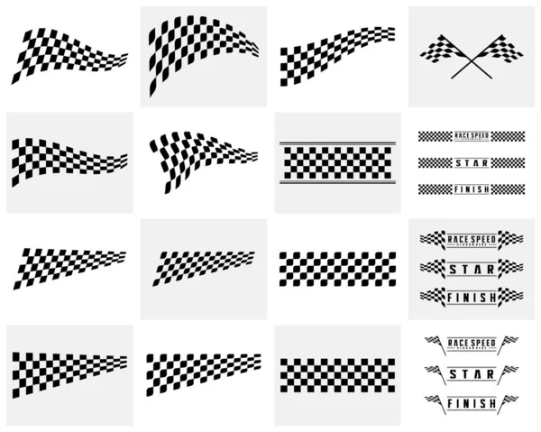 Uppsättning av Race flagga design koncept ikonen. Speed Flag Enkel Design Illustration Vektor. Ikonsymbol — Stock vektor