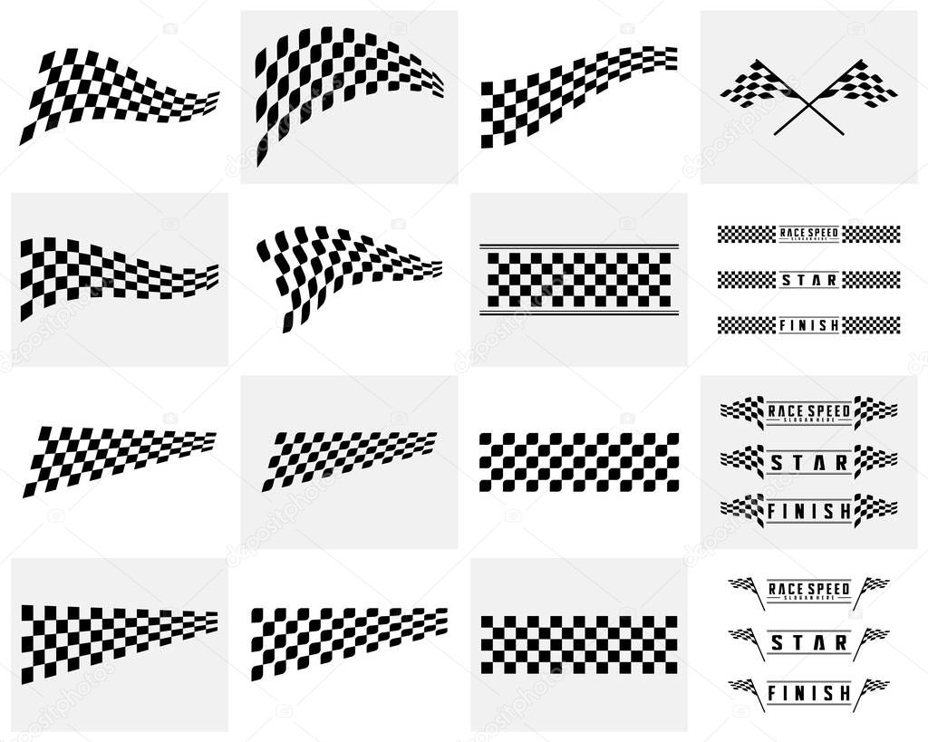 Set of Race flag Design Concepts Icon. Speed Flag Simple Design Illustration Vector. Icon Symbol