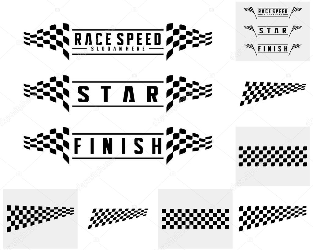 Set of Race flag Design Concepts Icon. Speed Flag Simple Design Illustration Vector. Icon Symbol