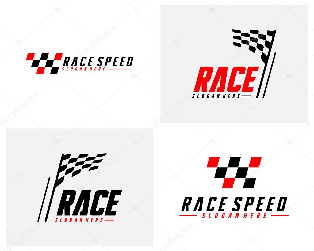 Set of Race flag Design Concepts Icon. Speed Flag Simple Design Illustration Vector. Icon Symbol