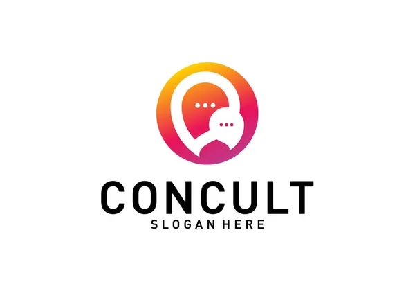 Conceito de logotipo de consultoria de negócios. App Chat Talk Bubble Logo Vector. Símbolo do ícone — Vetor de Stock