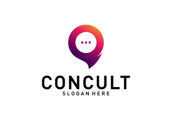 Conceito de logotipo de consultoria de negócios. App Chat Talk Bubble Logo Vector. Símbolo do ícone — Vetor de Stock