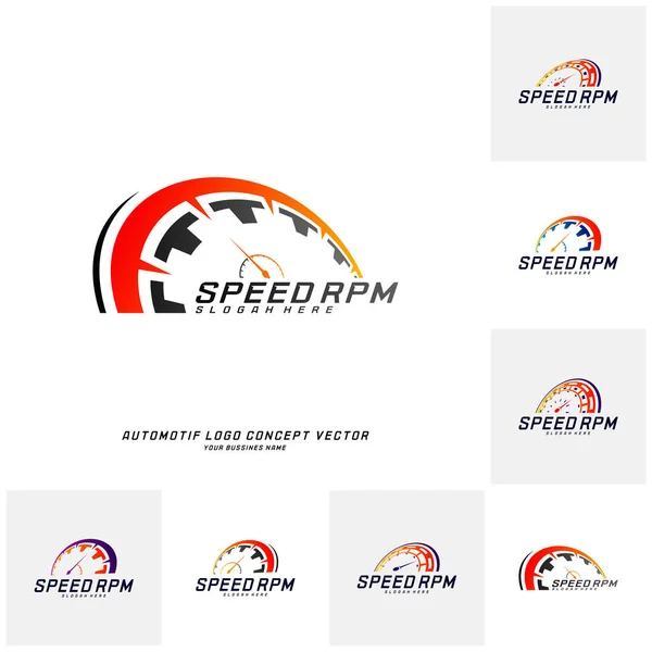Set of Speed logo design vector. Fast Speedometer logo design template. icon symbol — Stock Vector