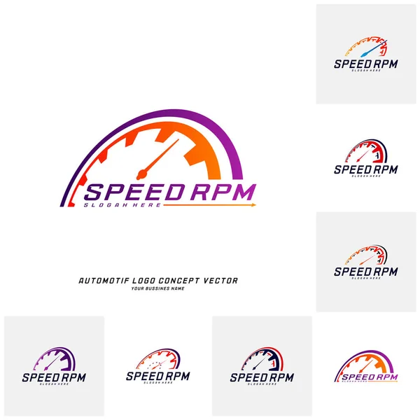 Set of Speed logo design vector. Fast Speedometer logo design template. icon symbol — Stock Vector