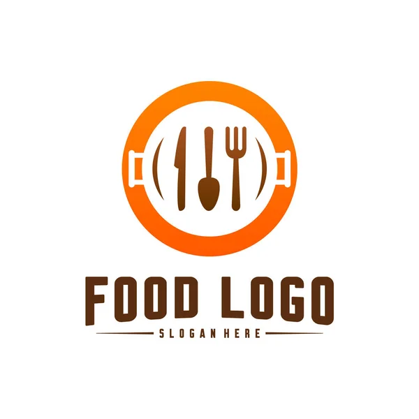 Modern minimalist vector logo of food. Cooking logo Template. Label for design menu restaurant or cafe. Icon Symbol. — Stock Vector