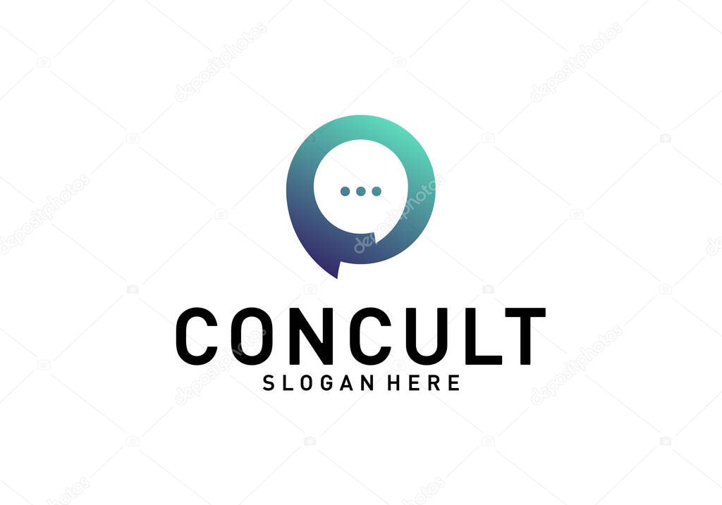 Business Consulting Logo Concept. App Chat Talk Bubble Logo Vector. Icon Symbol
