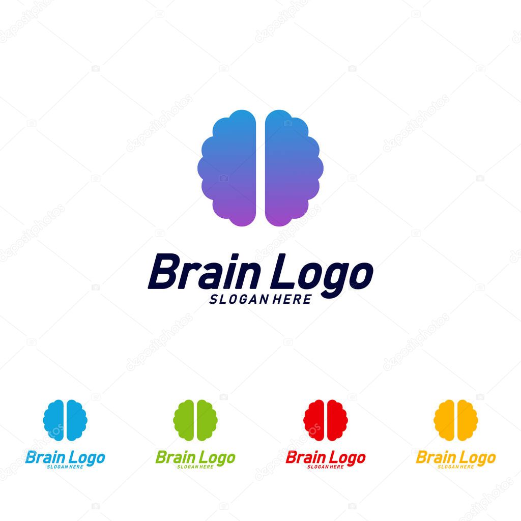 Brain logo design vector, Mind concept logo template, Icon Symbol