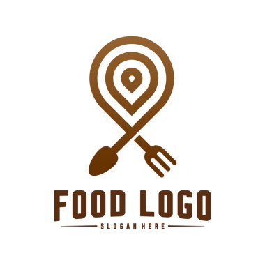 Gıda Noktası Logosu Tasarım Konsepti. Yemek ve Logo Şablonu. Simge Sembolü.