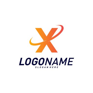 Logo Tasarım Gezegeni kavramlı yazı tipi. Harf X Logo Simgesi Vektör Şablonu. Simge Sembolü.