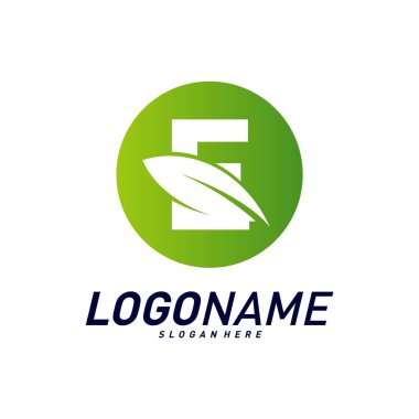 Yaprak Logosu Tasarımlı Yazı Tipi. Doğa Harfi E Logo Simgesi Vektör Şablonu. Simge Sembolü.