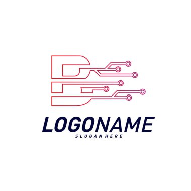 Teknoloji Logosu Tasarımlı Yazı Tipi. Teknoloji Harfi B Logosu Simge Vektör Şablonu. Simge Sembolü.