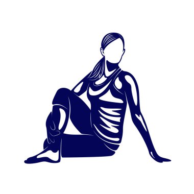 Güzel fitness logosu vektörü. Yoga Logo Şablonu. Sağlıklı Kadınlar Seksi Vücut Tasarım Vektörü.