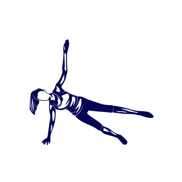 Vacker fitness logo vektor. Yoga Logotypmall. Kvinnor Friska sexig kropp design vektor. — Stock vektor