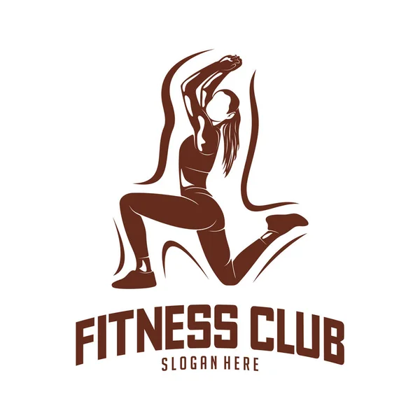 Güzel fitness logosu vektörü. Yoga Logo Şablonu. Sağlıklı Kadınlar Seksi Vücut Tasarım Vektörü. — Stok Vektör