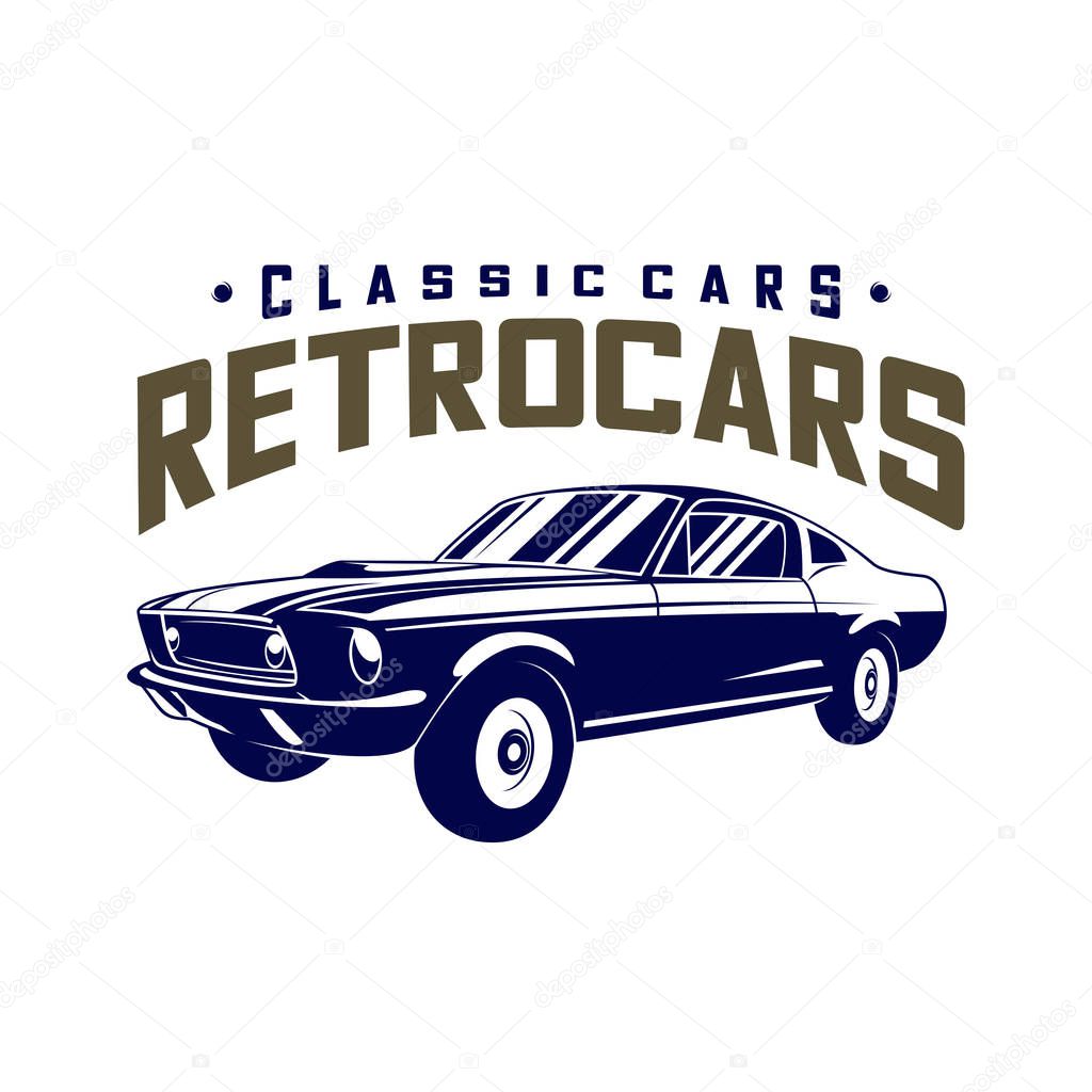 Classic cars logo design vector illustrations. Vintage Automotive with retro classic car logo