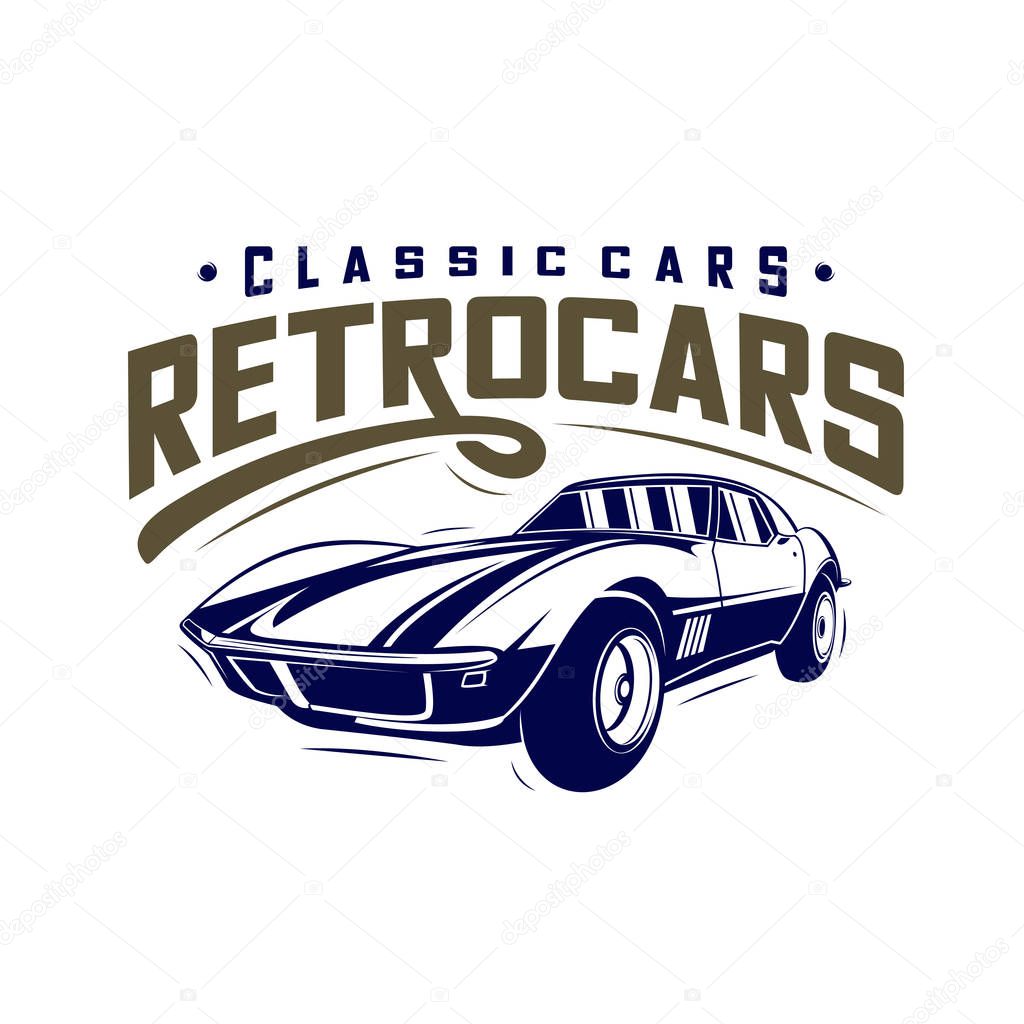 Classic cars logo design vector illustrations. Vintage Automotive with retro classic car logo