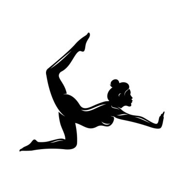 Yoga logosu tasarım şablonu. Sağlık, Güzellik, Kaplıca, Rahatlama, Meditasyon, Nirvana konsept ikonu. Yoga merkezi, spa merkezi ya da yoga stüdyosu için şablon. Fitness vektör logosu. Vektör illüstrasyonu.