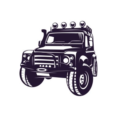 Off-road araba logosu tasarım vektörü. Off-road ekstrem araba kulübü logosu şablonları. Vektör simgeleri