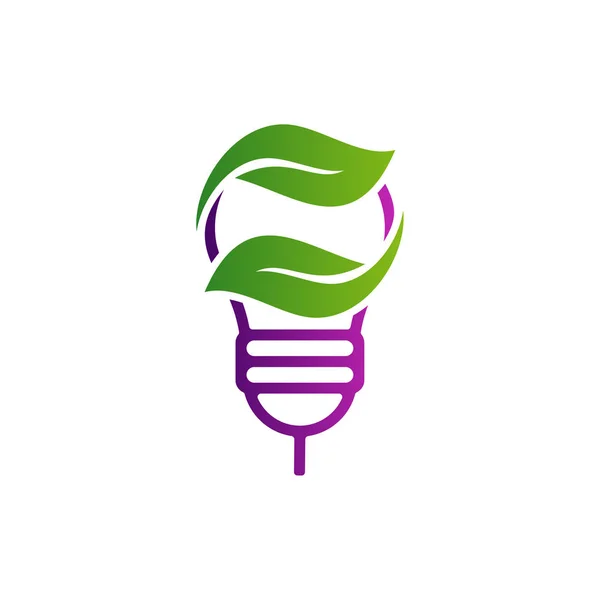 Plantilla vectorial de diseño de logotipo Nature Bulb. Bombilla con el concepto de diseño del logotipo de la hoja. Símbolo de icono — Archivo Imágenes Vectoriales