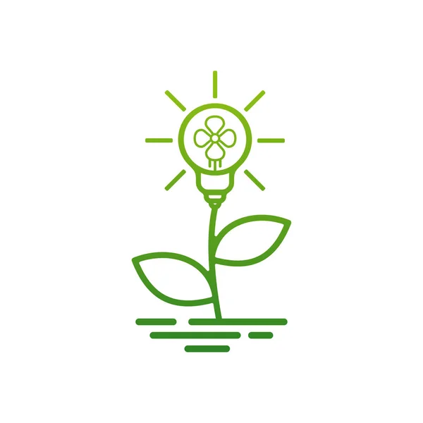 Plantilla vectorial de diseño de logotipo Nature Bulb. Bombilla con el concepto de diseño del logotipo de la hoja. Símbolo de icono — Archivo Imágenes Vectoriales