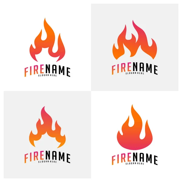 Ensemble de flammes de feu Logo vecteur. Logo design inspiration icônes vectorielles — Image vectorielle