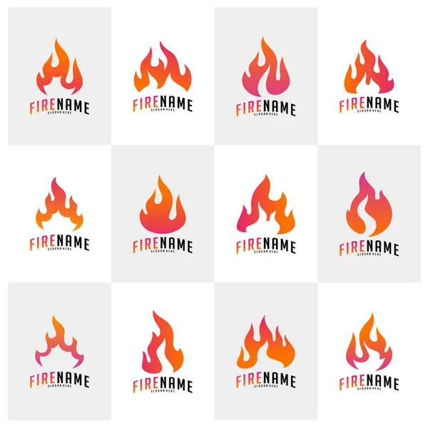 Ensemble de flammes de feu Logo vecteur. Logo design inspiration icônes vectorielles — Image vectorielle