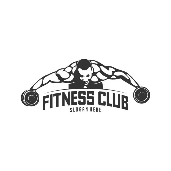 Plantilla de diseño de logotipo de vector fitness, diseño para gimnasio y vector fitness. Logo del club de fitness con el ejercicio de hombre atlético, ilustración vectorial — Archivo Imágenes Vectoriales