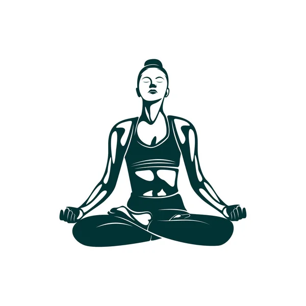 Yoga-Logo Design-Vorlage. Gesundheitsfürsorge, Schönheit, Wellness, Entspannung, Meditation, Nirwana-Konzept-Ikone. Vorlage für Yogazentrum, Wellnesszentrum oder Yogastudio. Fitnessvektorlogo. Vektorillustration. — Stockvektor