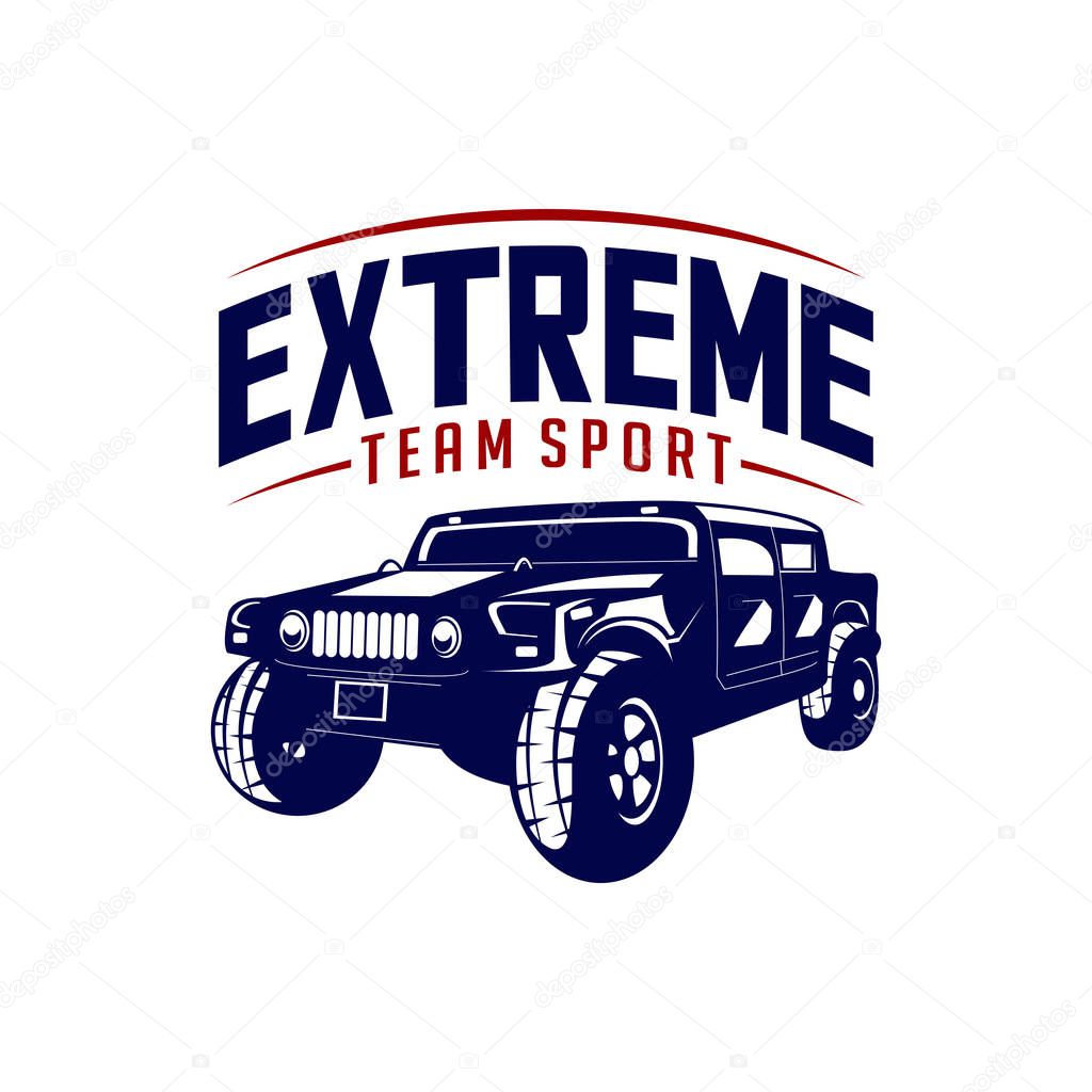 Off-road car logo design vector. Off-road extreme car club logo templates. Vector symbols