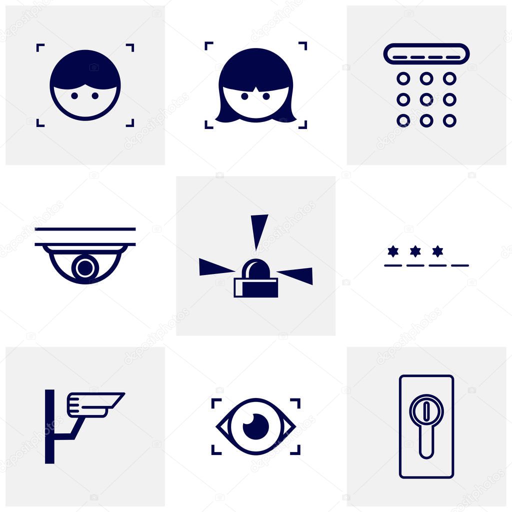 Set of Security icon logo design vector. Protection and Security Vector Line Icons Set. Business Data Protection Technology. Cyber Security. Computer Network Protection. Editable Stroke. Web Icon