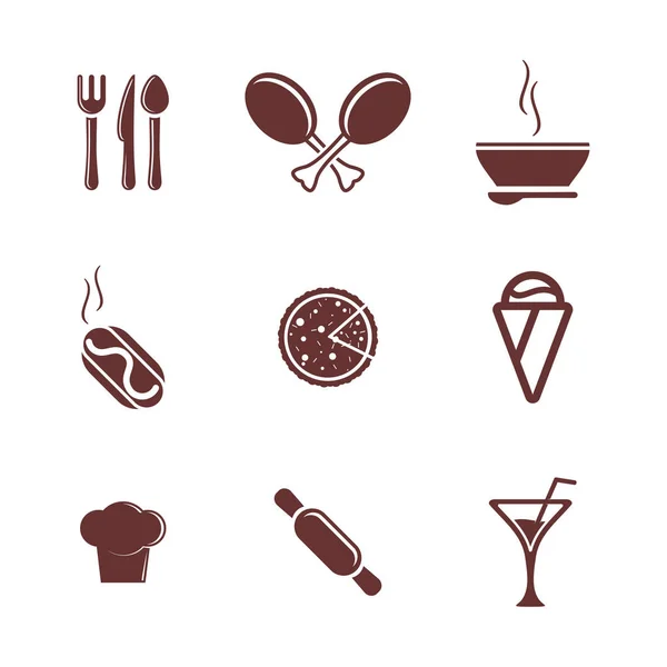 Sada vektoru loga Food Icon. Koncepce ikony logo potravin s mnoha variantami. — Stockový vektor