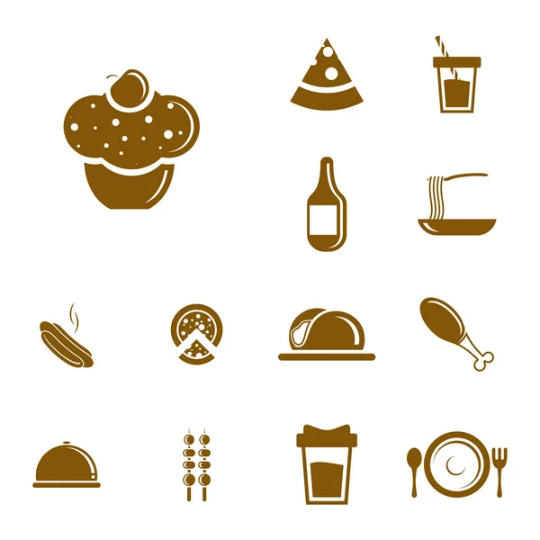 Conjunto de vetor logotipo Food Icon. Conceito ícone logotipo comida com muitas variantes . — Vetor de Stock