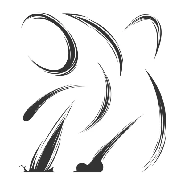 Swoosh Comic Logo Vektörü seti. Swoosh Enerji Etkisi vektör çizimi. Kuyruklu yıldız logo konsepti