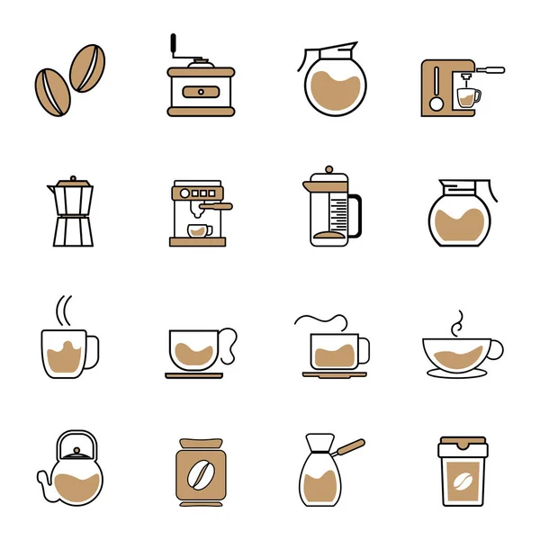 Conjunto de Icon Café Logo Concept Vector Template. Copo com Conceitos de logotipo de vidro de café. Ilustração Vector — Vetor de Stock