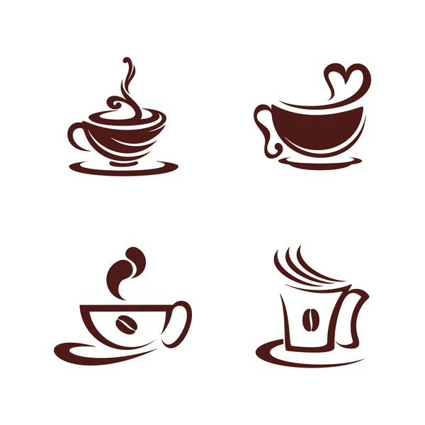 Conjunto de Icon Café Logo Concept Vector Template. Copo com Conceitos de logotipo de vidro de café. Ilustração Vector — Vetor de Stock