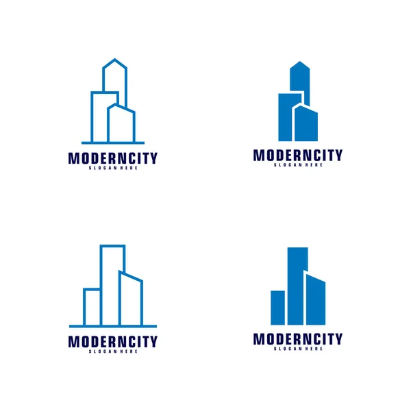 Modern Şehir Logo Tasarım Şablonu. Skyline Tasarım Vektörü İllüstrasyonu — Stok Vektör