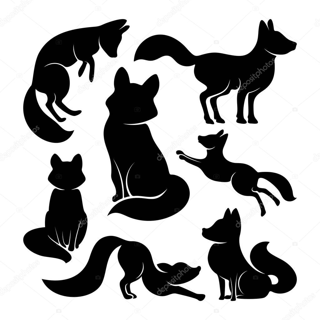 Set of Fox Logo Vector. Animal Coyote Logo Design Template Illustration