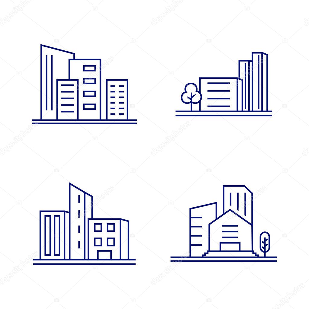 Set Of Modern City Logo Design Template. Skyline Design Vector Illustration