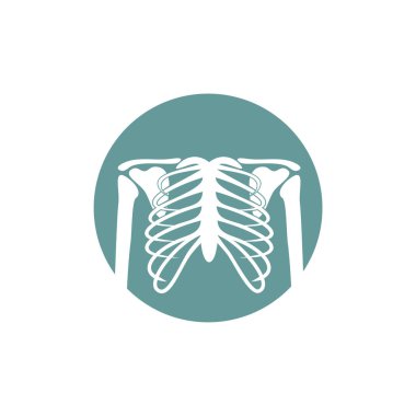 İnsan kemiği ortopedik logo konsept vektörü. İnsan eklemlerinin röntgen görüntüsü. Anatomi iskeleti düz tasarım Şablon çizimi. Simge Sembolü